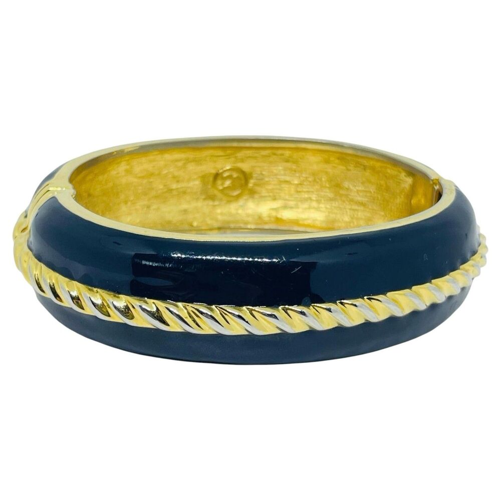 Vintage ST. JOHN signed gold tone enamel massive designer bracelet